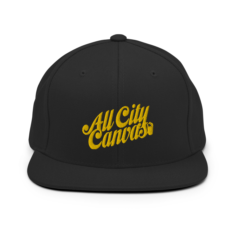 Classic Black Snapback with a gold coloured embroidery 